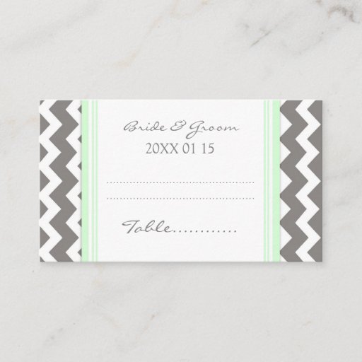 Customizable Mint Chevron Wedding Table Place Setting Cards Business Card Templates