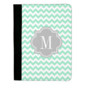 Mint Chevron with Gray Monogram Padfolio (Front)
