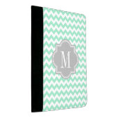 Mint Chevron with Gray Monogram Padfolio (Angled)