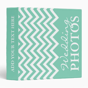 Mint chevron zigzag pattern wedding photo album 3 ring binder