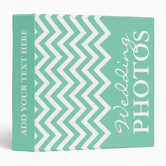 Mint chevron zigzag pattern wedding photo album 3 ring binder (Front/Spine)