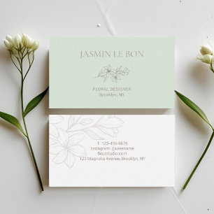 Mint   Chic Minimalist Floral Business Card