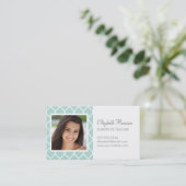 Mint Chic Moroccan Lattice Photo Business Card (Standing Front)