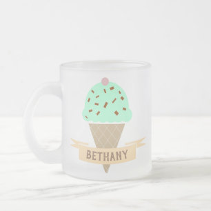 Mint Choc Chip Ice Cream Floats Personalised Frosted Glass Coffee Mug