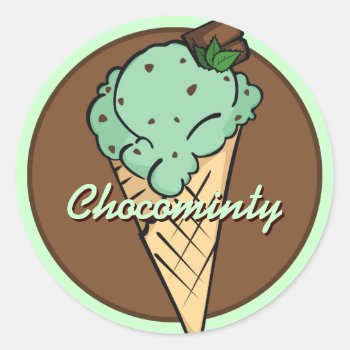 Mint Choco-chip Icecream Sticker by Customizables at Zazzle