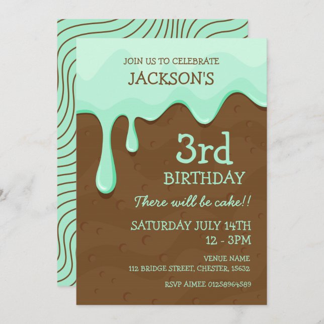 Mint Chocolate Cake Invitation (Front/Back)