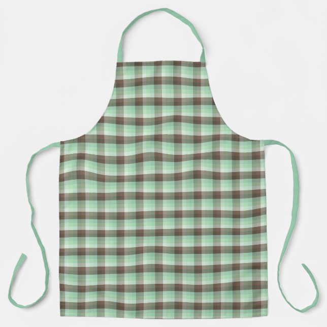Mint Chocolate Chip Color Block Plaid Stripes  Apron (Front)