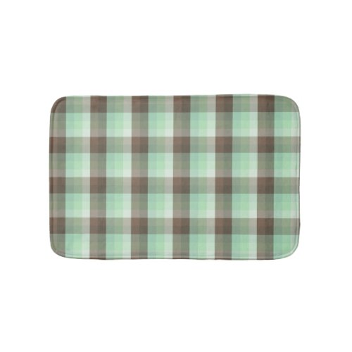 Mint Chocolate Chip Color Block Plaid Stripes  Bath Mat