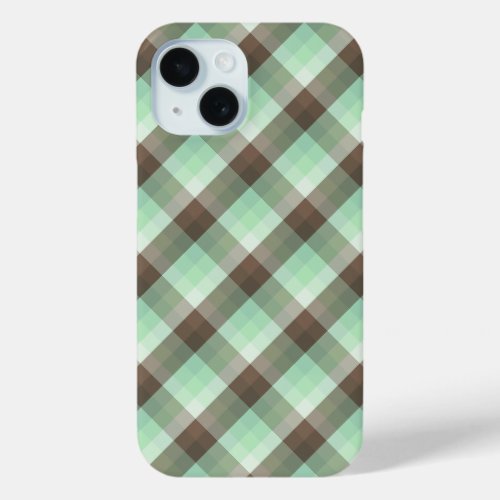 Mint Chocolate Chip Color Block Plaid Stripes  iPhone 15 Case