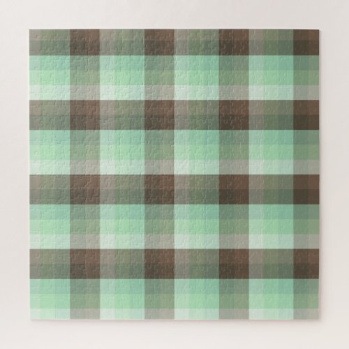 Mint Chocolate Chip Color Block Plaid Stripes  Jigsaw Puzzle