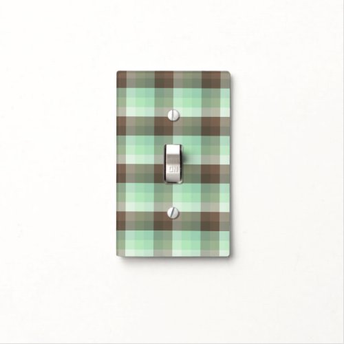 Mint Chocolate Chip Color Block Plaid Stripes  Light Switch Cover