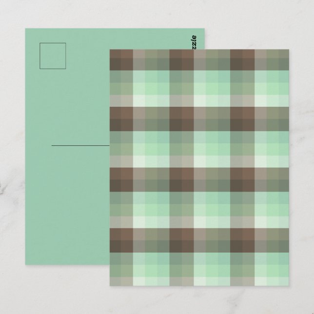 Mint Chocolate Chip Color Block Plaid Stripes  Postcard (Front/Back)