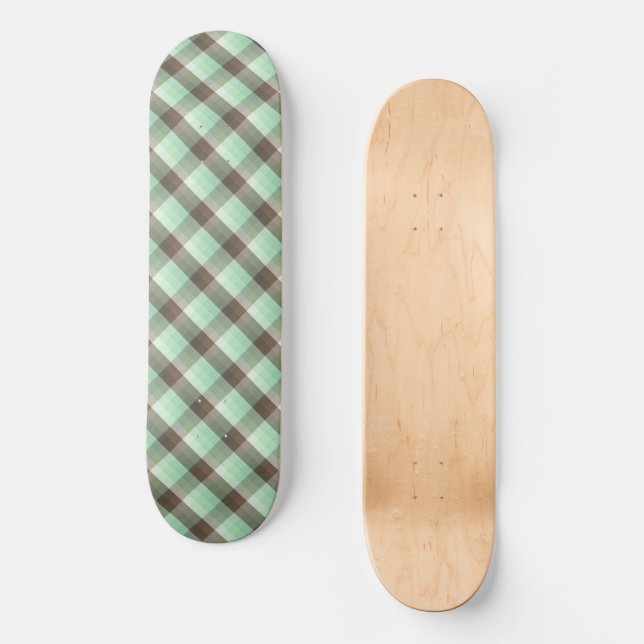 Mint Chocolate Chip Color Block Plaid Stripes  Skateboard (Front)