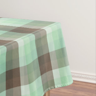 Mint Chocolate Chip Color Block Plaid Stripes Tablecloth