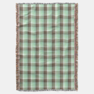 Mint Chocolate Chip Color Block Plaid Stripes  Throw Blanket