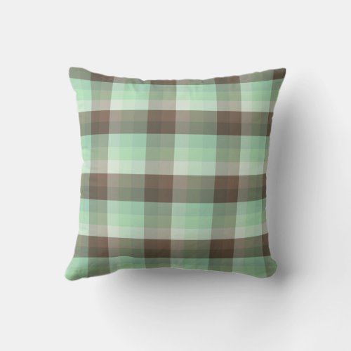 Mint Chocolate Chip Color Block Plaid Stripes  Throw Pillow