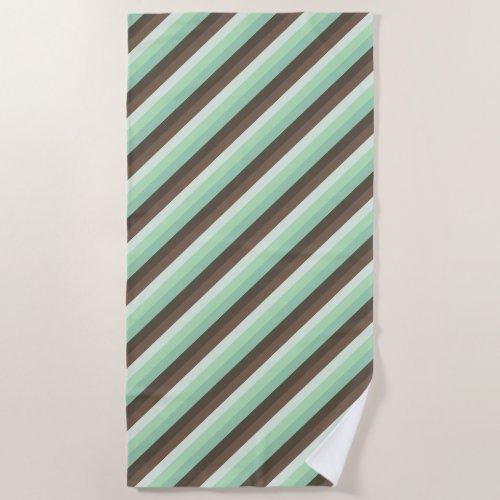 Mint Chocolate Chip Color Block Stripes  Beach Towel