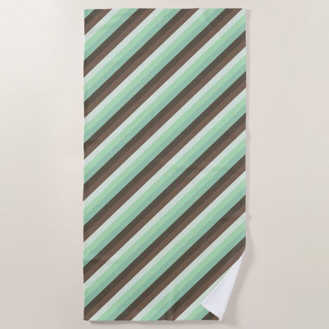 Mint Chocolate Chip Color Block Stripes  Beach Towel (Front)