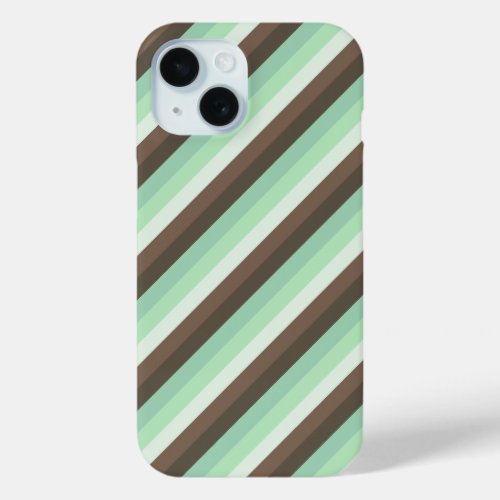Mint Chocolate Chip Color Block Stripes  iPhone 15 Case