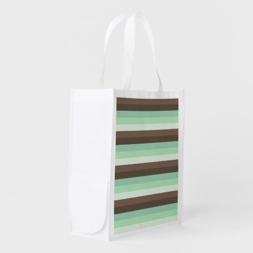 Mint Chocolate Chip Color Block Stripes  Grocery Bag