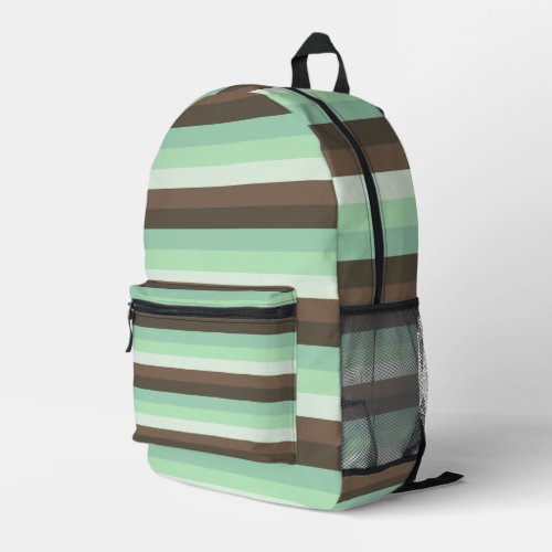 Mint Chocolate Chip Color Block Stripes  Printed Backpack