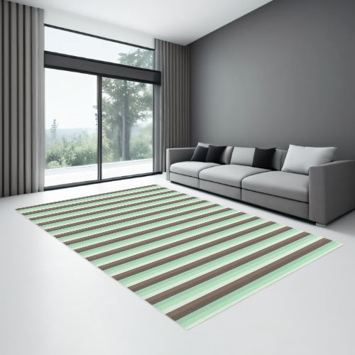 Mint Chocolate Chip Color Block Stripes  Rug