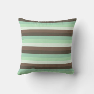 Mint Chocolate Chip Color Block Stripes Throw Pillow