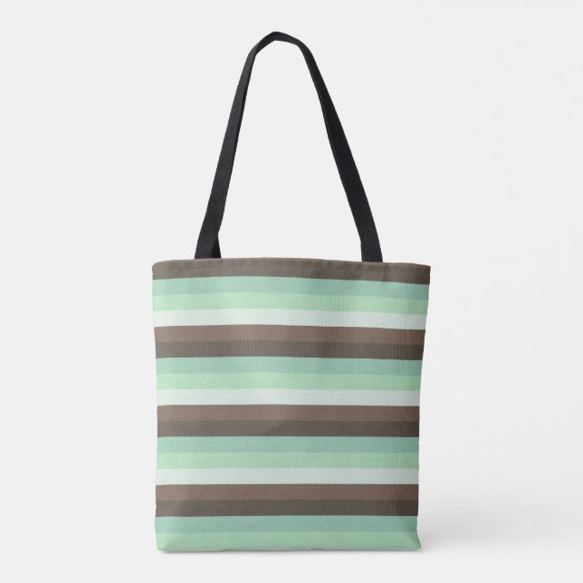 Mint Chocolate Chip Color Block Stripes  Tote Bag (Back)