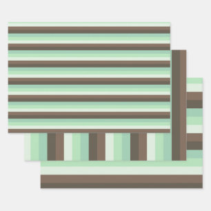 Mint Chocolate Chip Color Block Stripes  Wrapping Paper Sheets