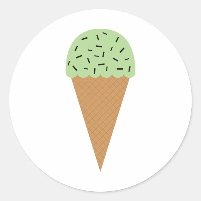 Mint Chocolate Chip Ice Cream Cone Classic Round Sticker (Front)