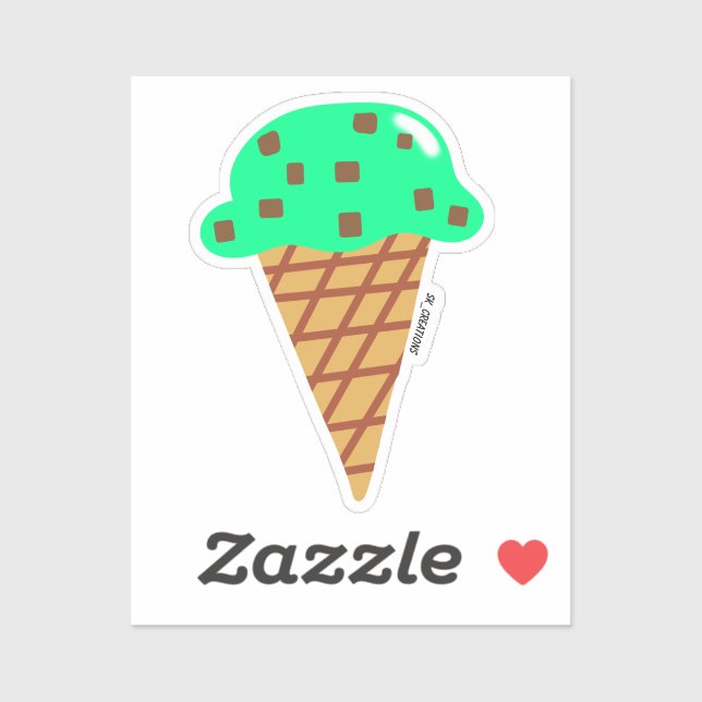Mint Chocolate Chip Ice Cream Cone Sticker (Sheet)