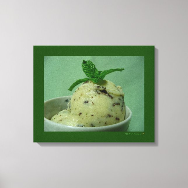 Mint Chocolate Chip Ice Cream Frozen Dessert Canvas Print (Front)
