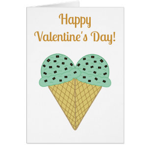 Mint Chocolate Chip Ice Cream Heart Valentine Cards