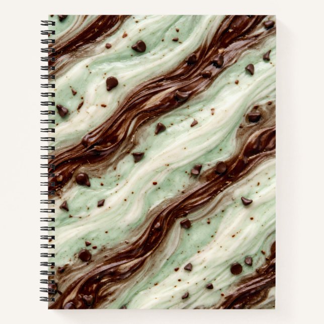 Mint Chocolate Chip Milkshake Marble Design Notebook (Front)