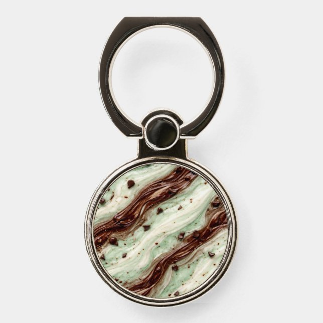 Mint Chocolate Chip Milkshake Marble Design Phone Ring Stand (Front)