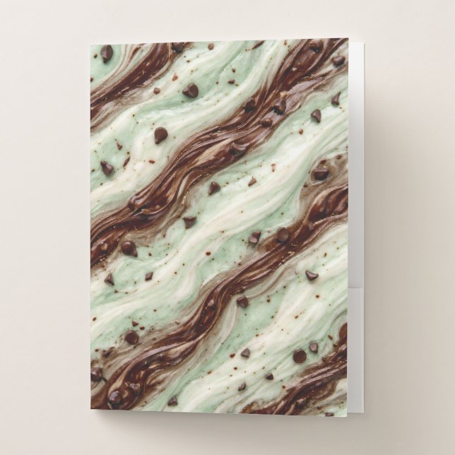 Mint Chocolate Chip Milkshake Marble Design Pocket Folder (Front)