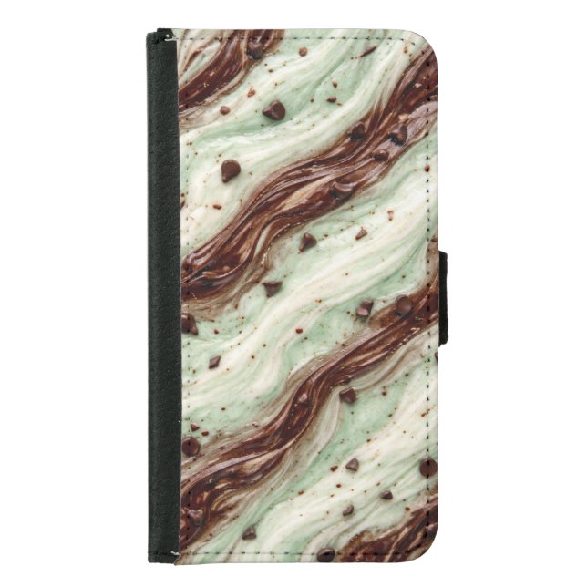 Mint Chocolate Chip Milkshake Marble Design Samsung Galaxy Wallet Case (Front)