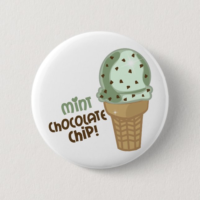 Mint Chocolate Chip with text Pinback Button (Front)