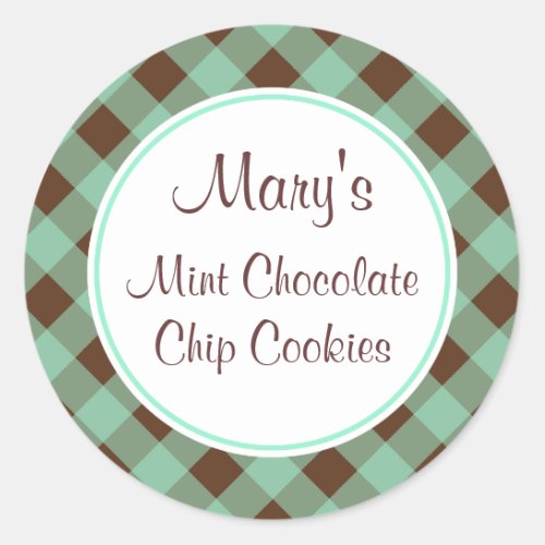 Mint Chocolate Gingham Kitchen Gift Tags Stickers