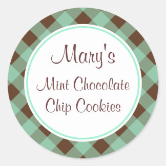 Mint Chocolate Gingham Kitchen Gift Tags Stickers