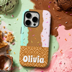 Mint Chocolate Strawberry Ice Cream Name iPhone 16 Pro Case