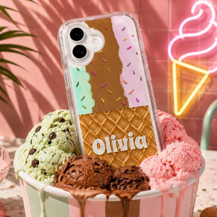 Mint Chocolate Strawberry Ice Cream Name iPhone 16 Case