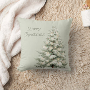 Mint Christmas Tree Lights Throw Pillow