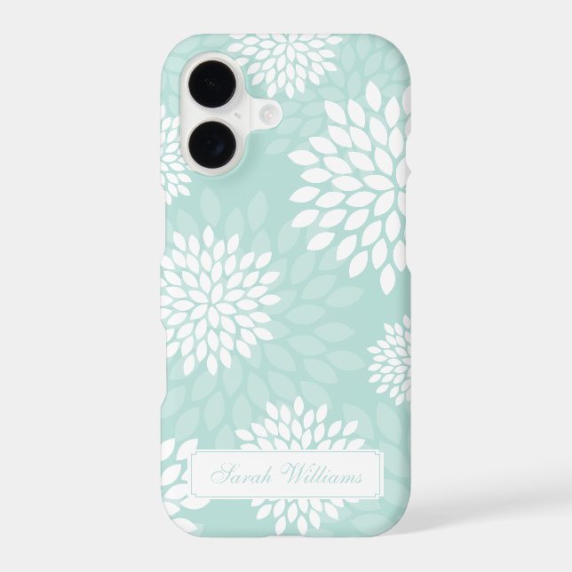 Mint Chrysanthemums Floral Pattern Iphone Case (Back)