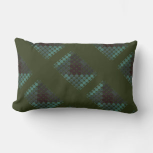 Mint circle or pit on dark green, generating shape lumbar pillow