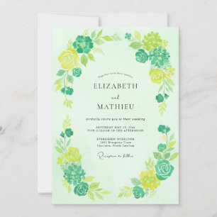 Mint Citron Leafy Wedding Invitation