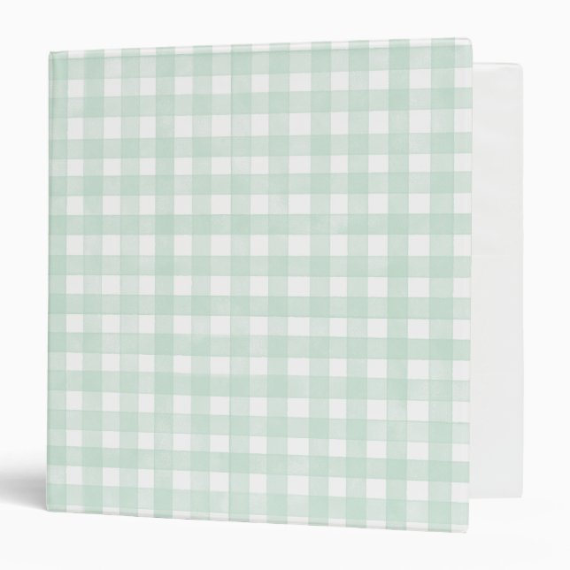 Mint Classic Gingham 3 Ring Binder (Front/Inside)