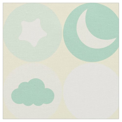 Custom Fabric 5 Mint Clouds Moons And Stars Baby Nursery Pattern Fabric