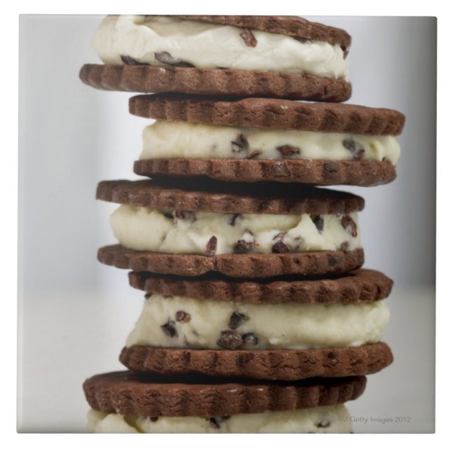 mint cocoa nib ice cream with chocolate cookies ceramic tile (Front)