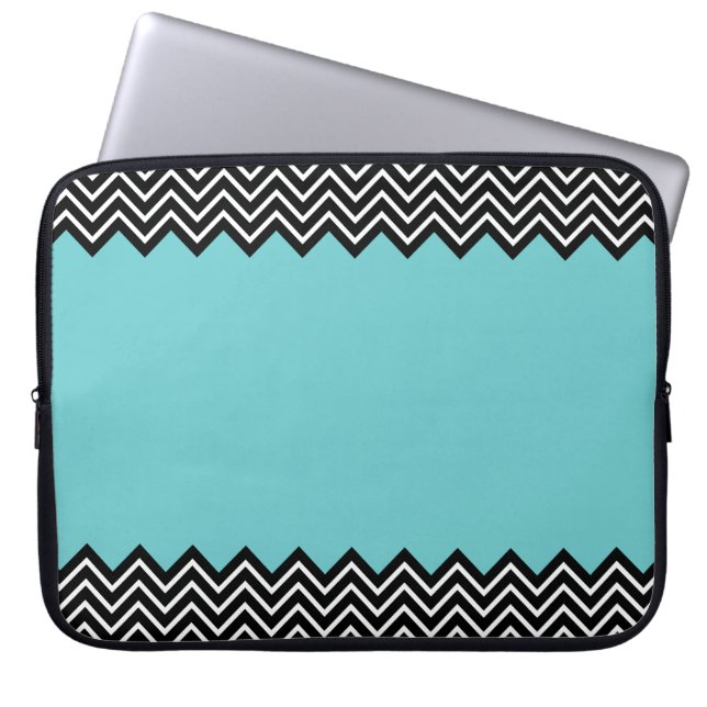 Mint Color Block Chevron Laptop Sleeve (Front)